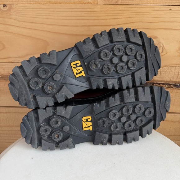 Vtg CAT Caterpillar Leather Chunky Y2K Platform Sandals Brown Sz 7 Toe Loop - Picture 7 of 8